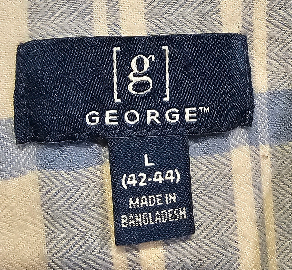Upcycled Large Rolling Stones Blue and White Plaid Top