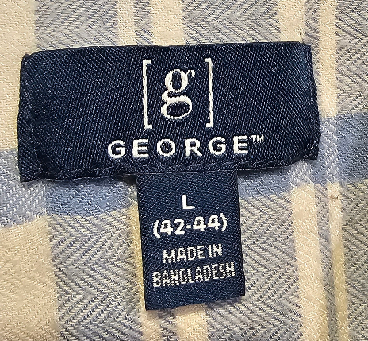 Upcycled Large Rolling Stones Blue and White Plaid Top