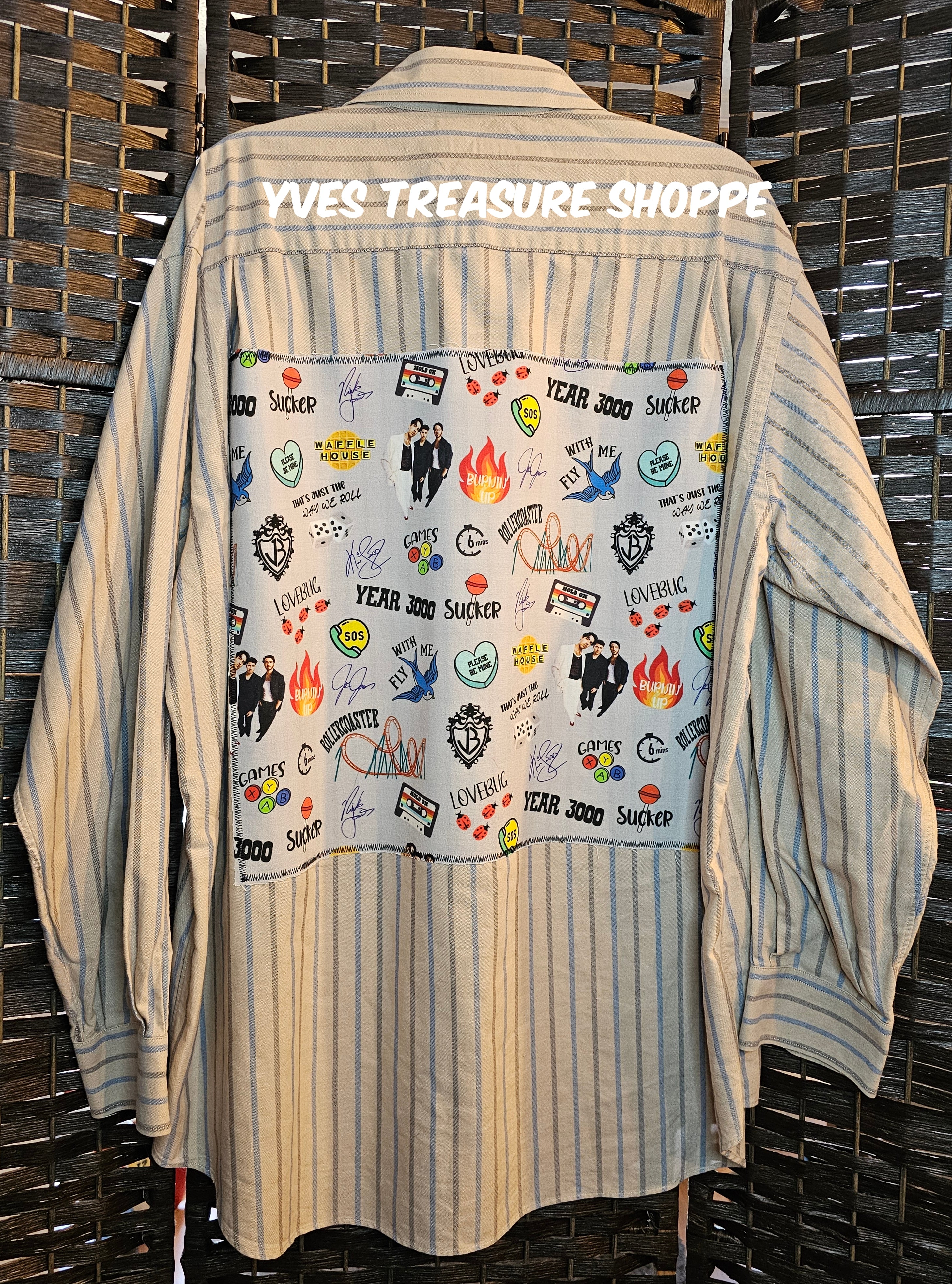 Upcycled Striped XL (17) Boy Band Jonas Brothers Top