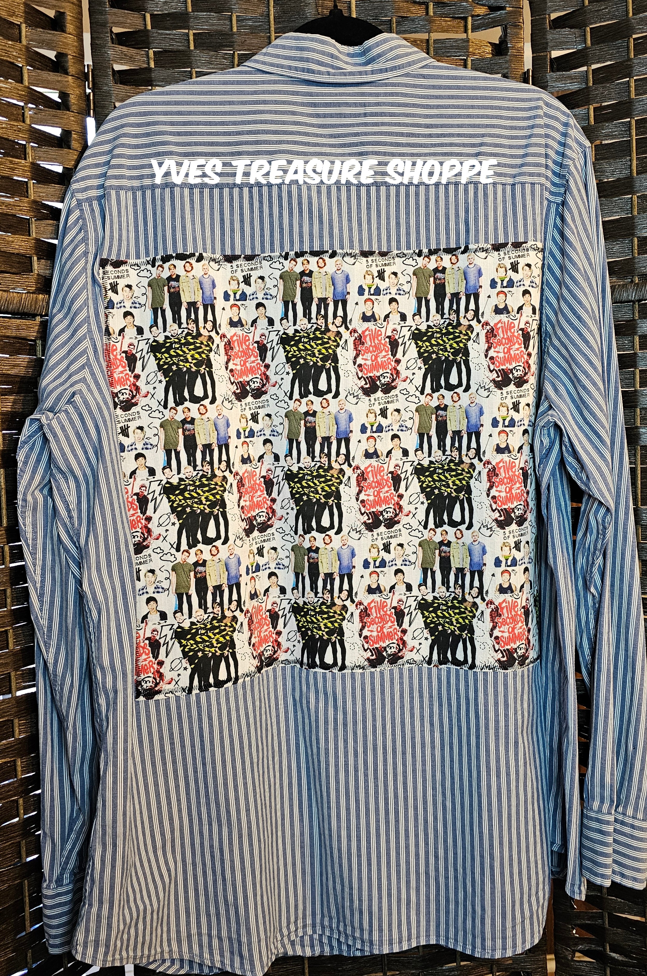 Upcycled Striped xl 5SOS Top