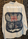 Upcycled Large George Route 66 Plaid Top