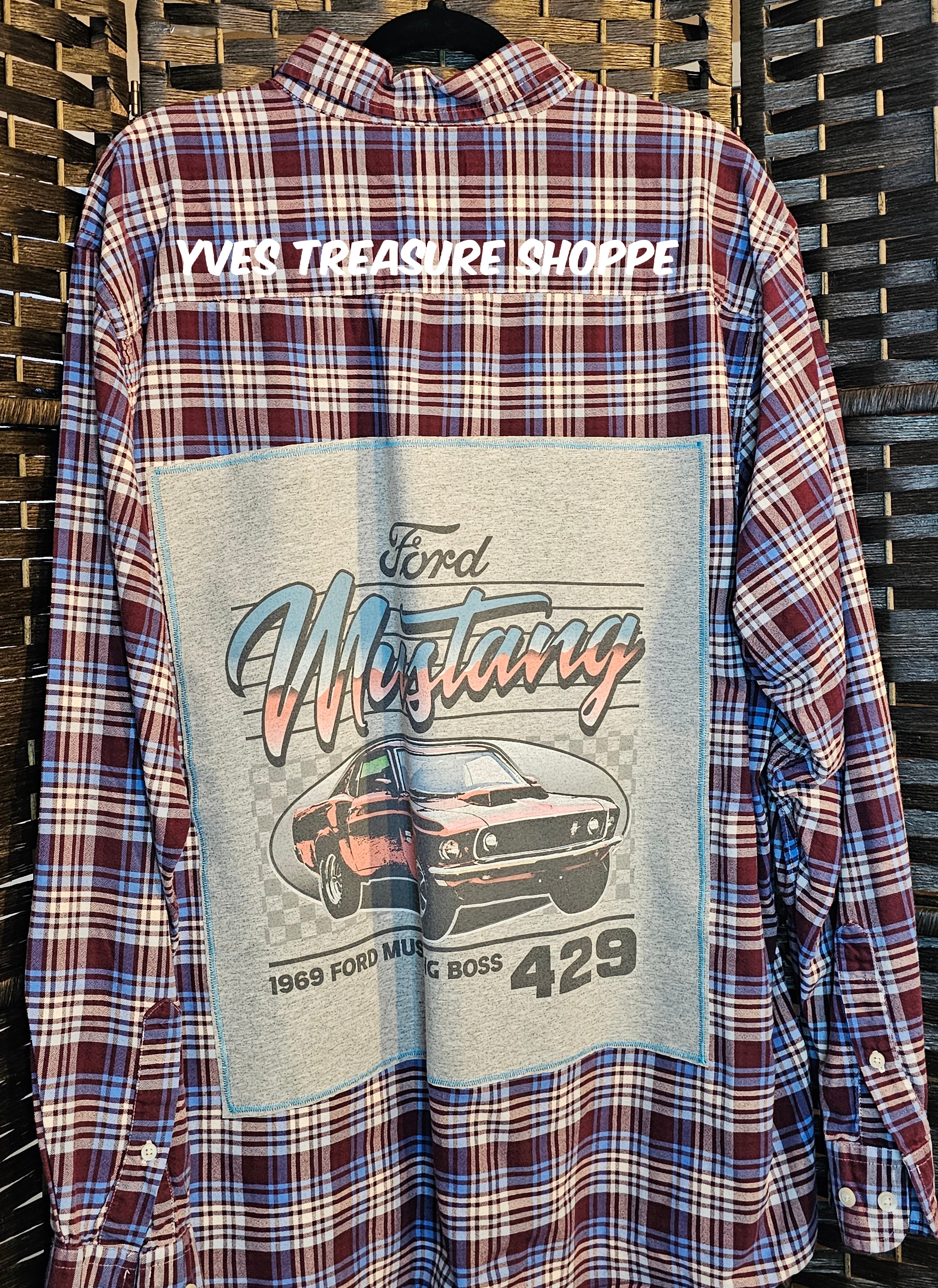 Upcycled XXL Ford Mustand Plaid Top