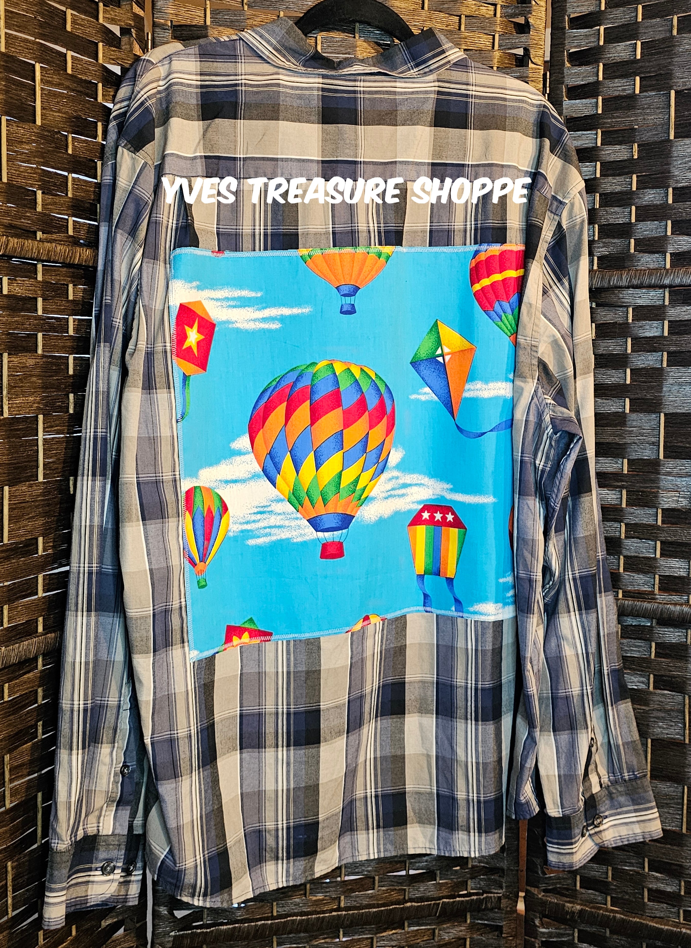 Upcycled XXL Hot Air Balloon Plaid Top