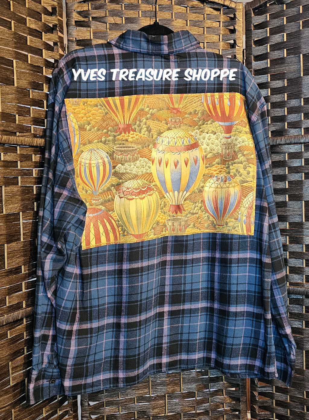 Upcycled XLarge Vintage Hot Air Balloon Plaid Top