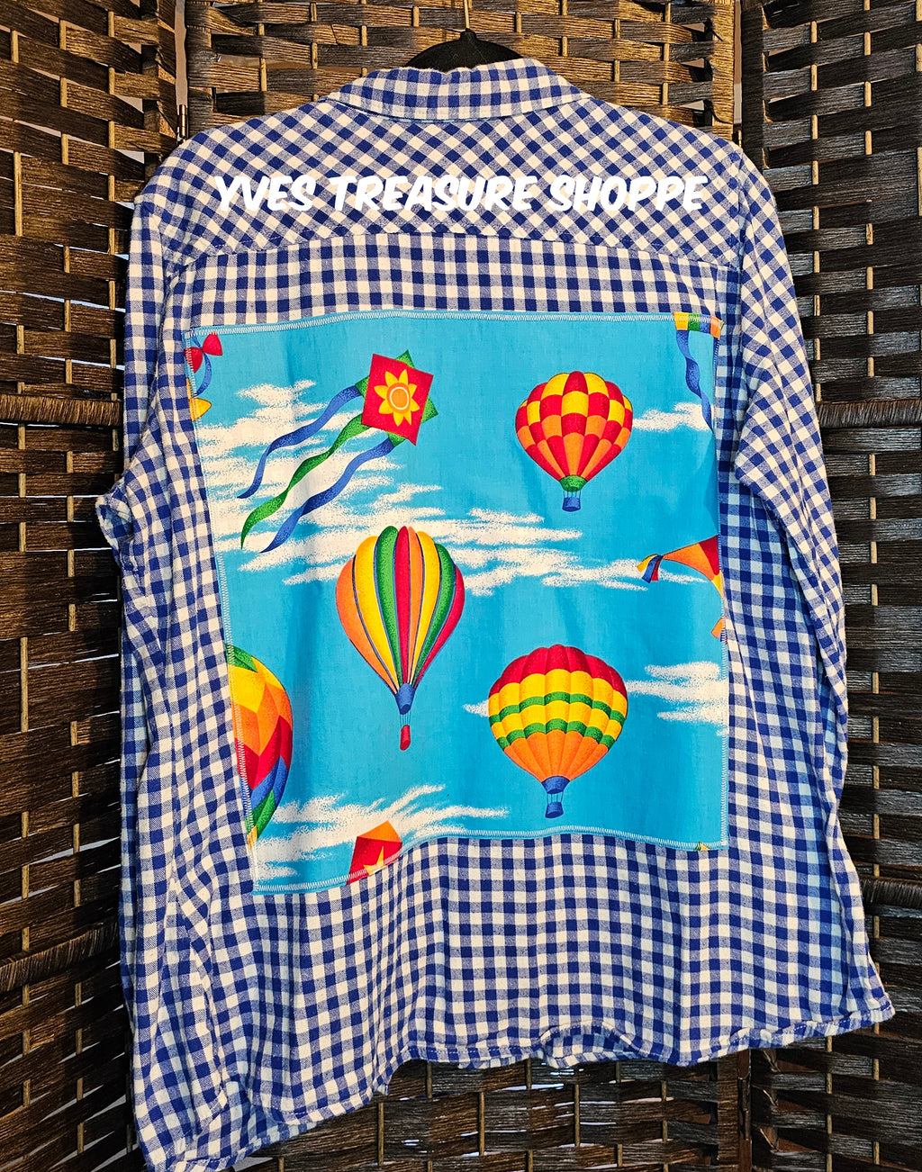 Upcycled XLarge Hot Air Balloon Plaid Top