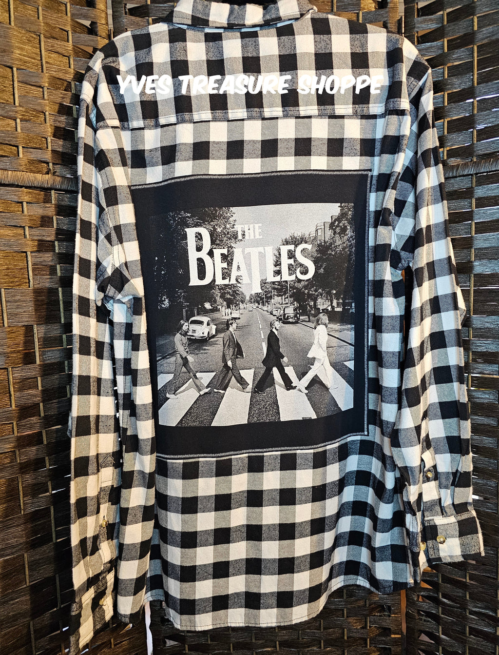 Upcycled XLarge Beatles Black and White Top