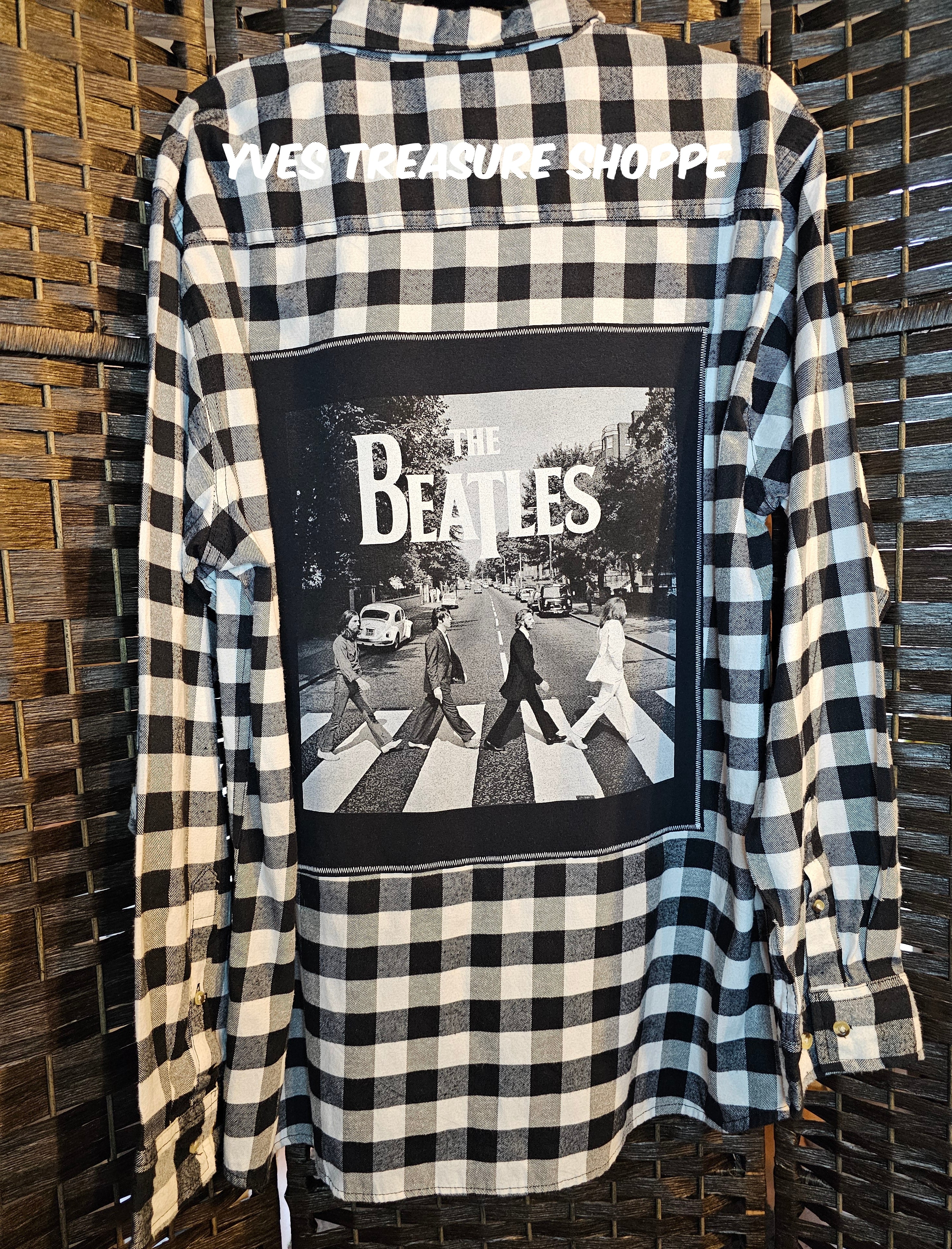 Upcycled XLarge Beatles Black and White Top