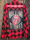Upcycled Plaid XLarge Rolling Stones Top