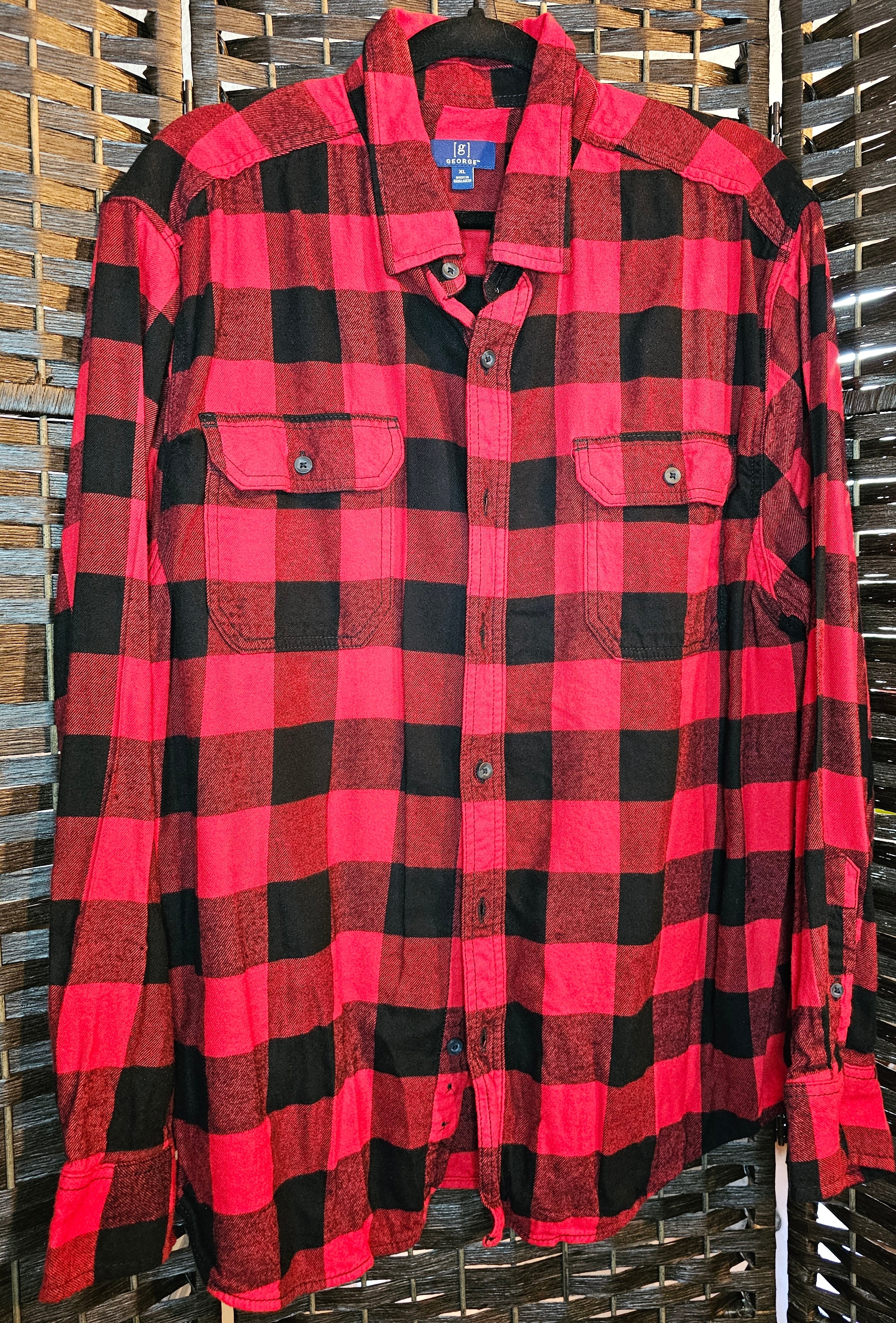 Upcycled Plaid XLarge Rolling Stones Top