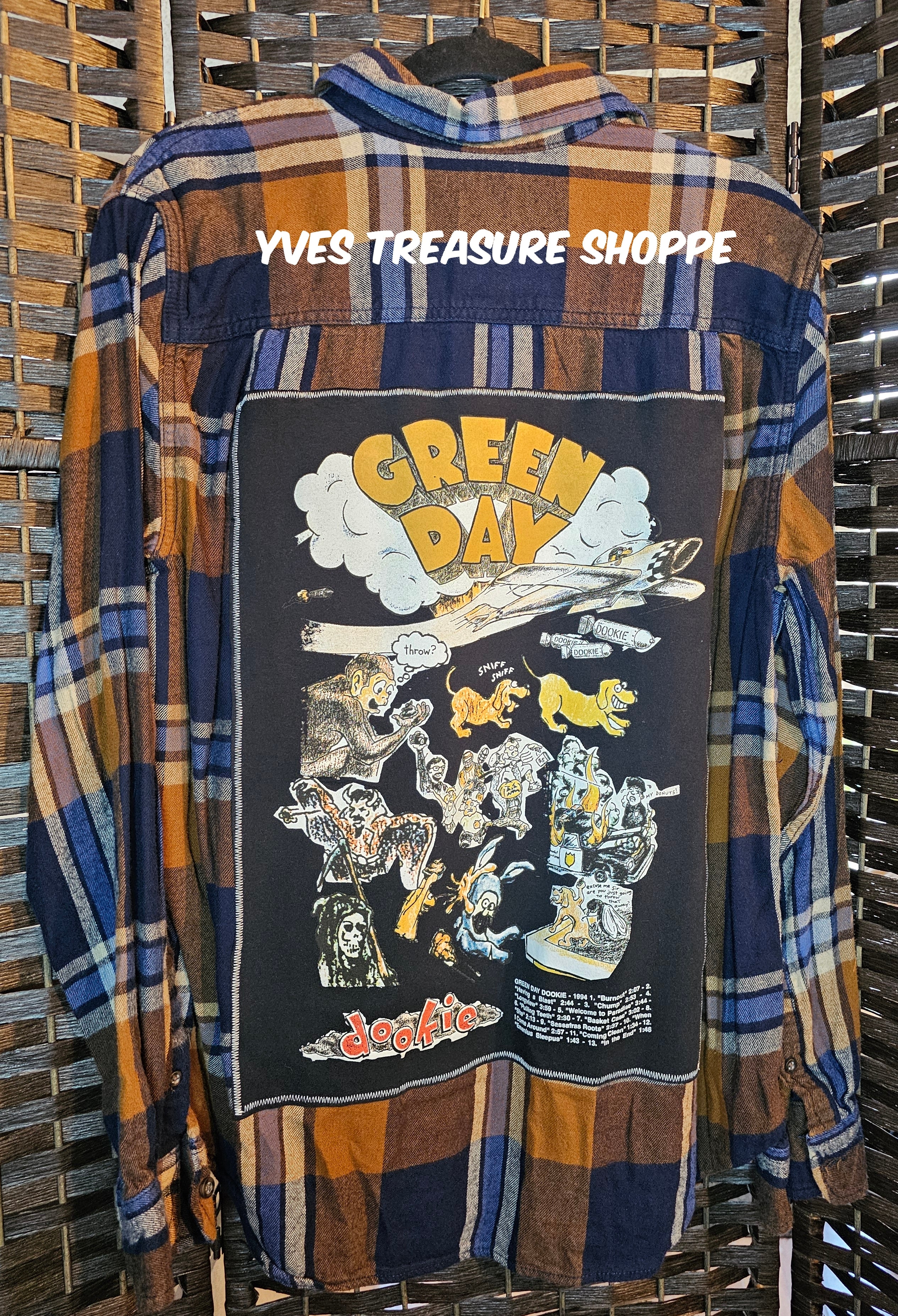 Upcycled Plaid Large Green Day Top