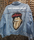 Refashioned Rolling Stones XL Denim Jacket