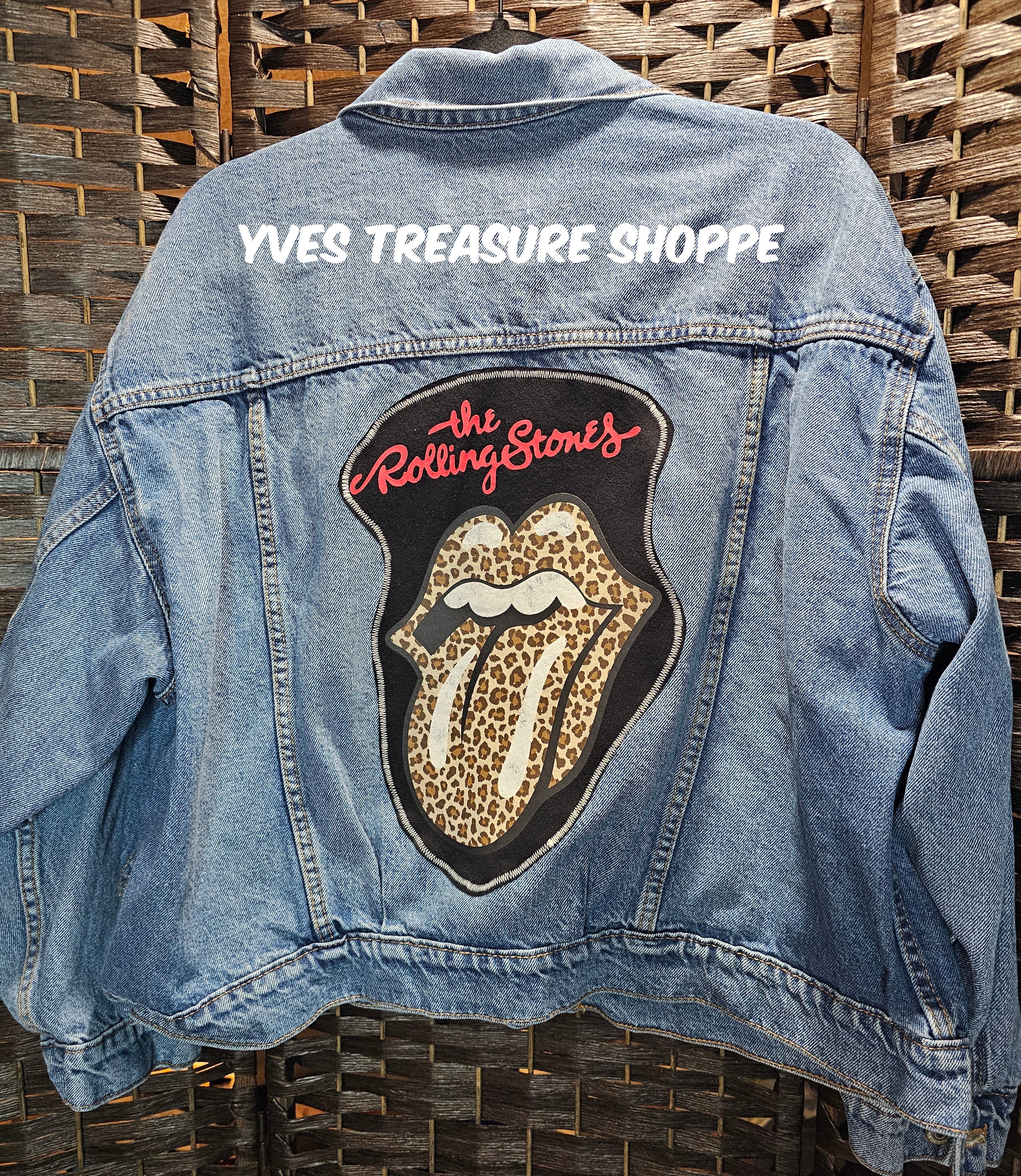 Refashioned Rolling Stones XL Denim Jacket
