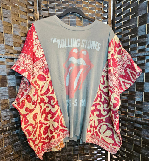 Brown Rolling Stones Poncho