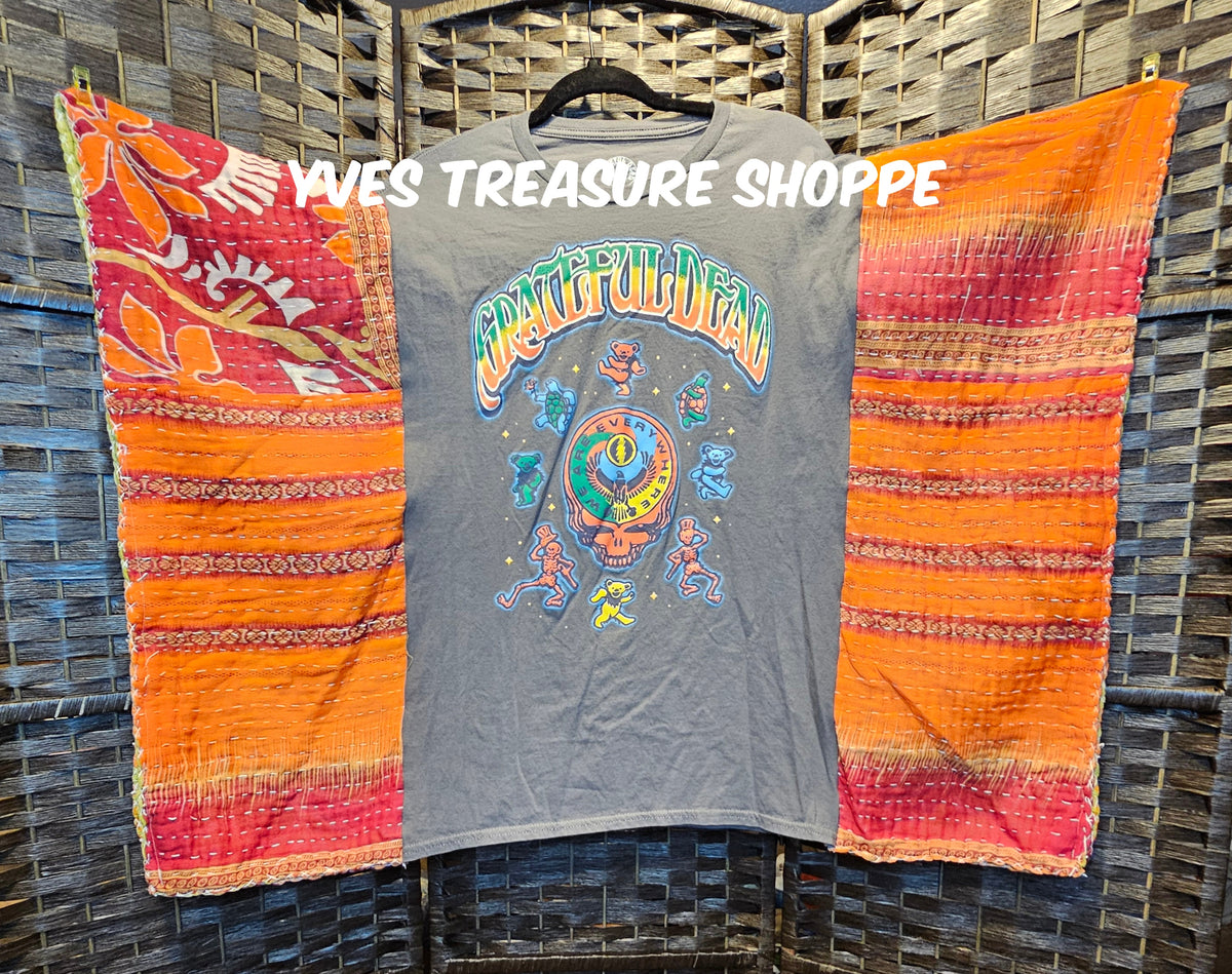 Gray Grateful Dead Poncho