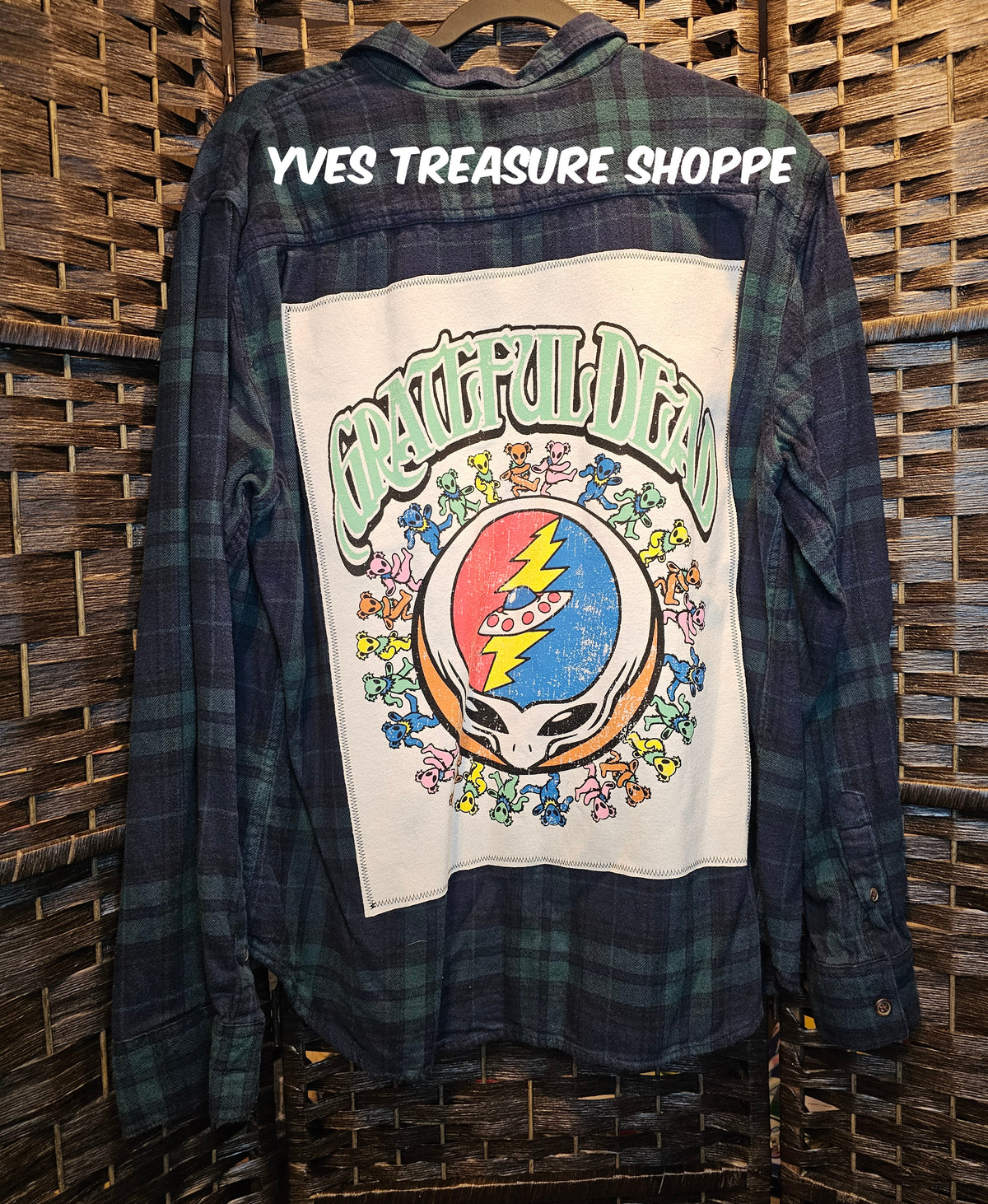 Upcycled XL The Grateful Dead XLarge Green Plaid Top
