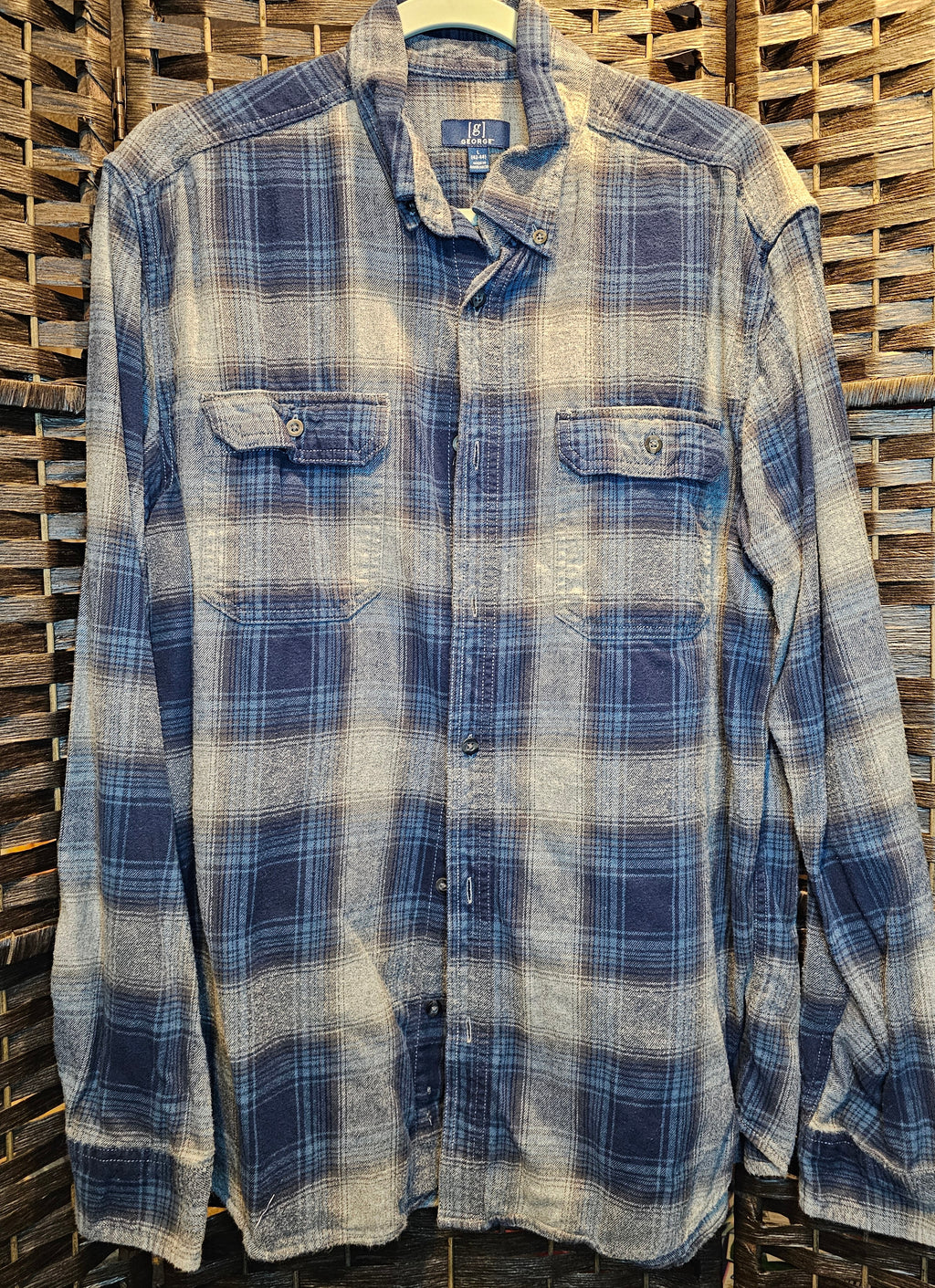 Upcycled Large TS Blue Plaid Top