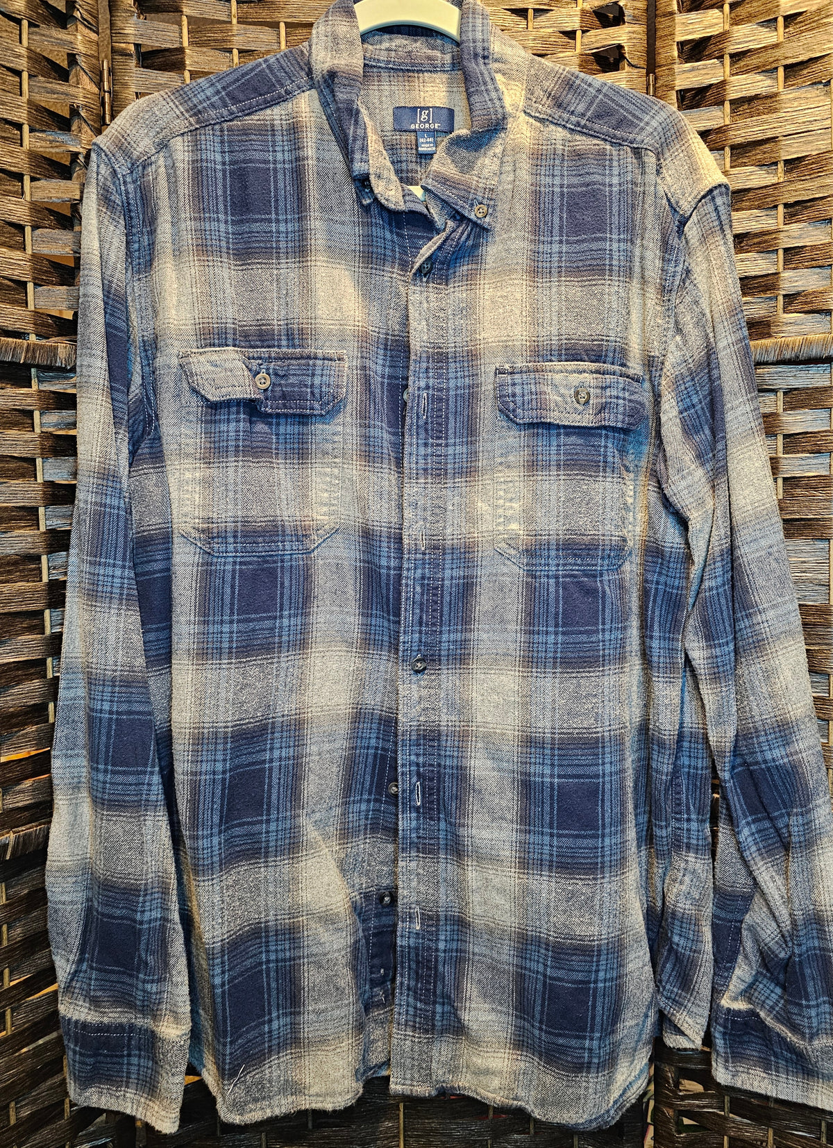 Upcycled Large TS Blue Plaid Top