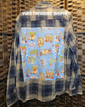 Upcycled Large TS Blue Plaid Top