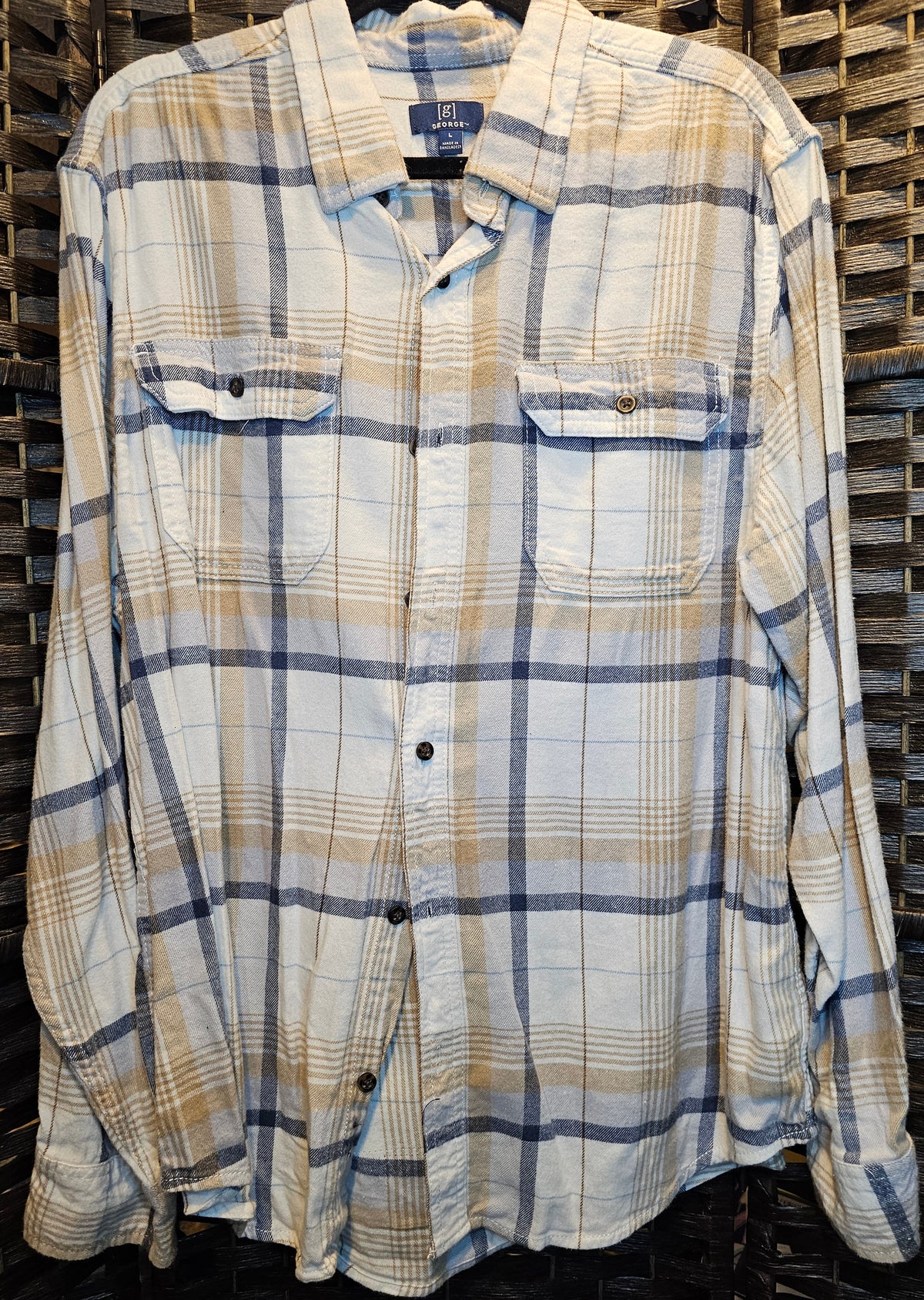 Upcycled Large BITH Beige Plaid Top