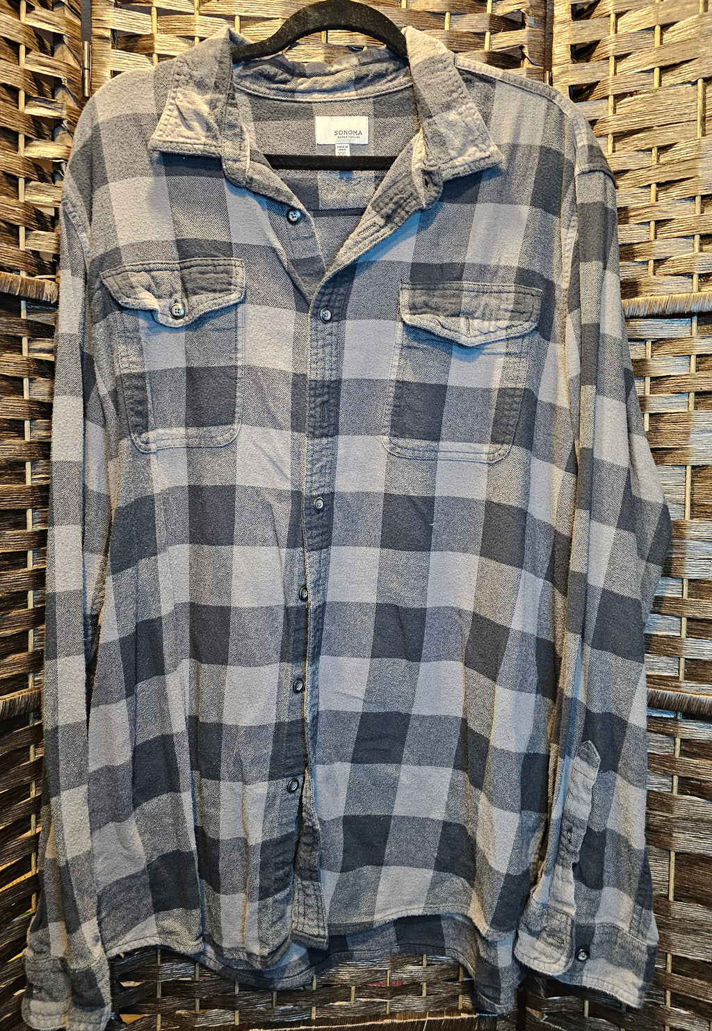 Upcycled XXL Plaid Rolling Stones Shirt