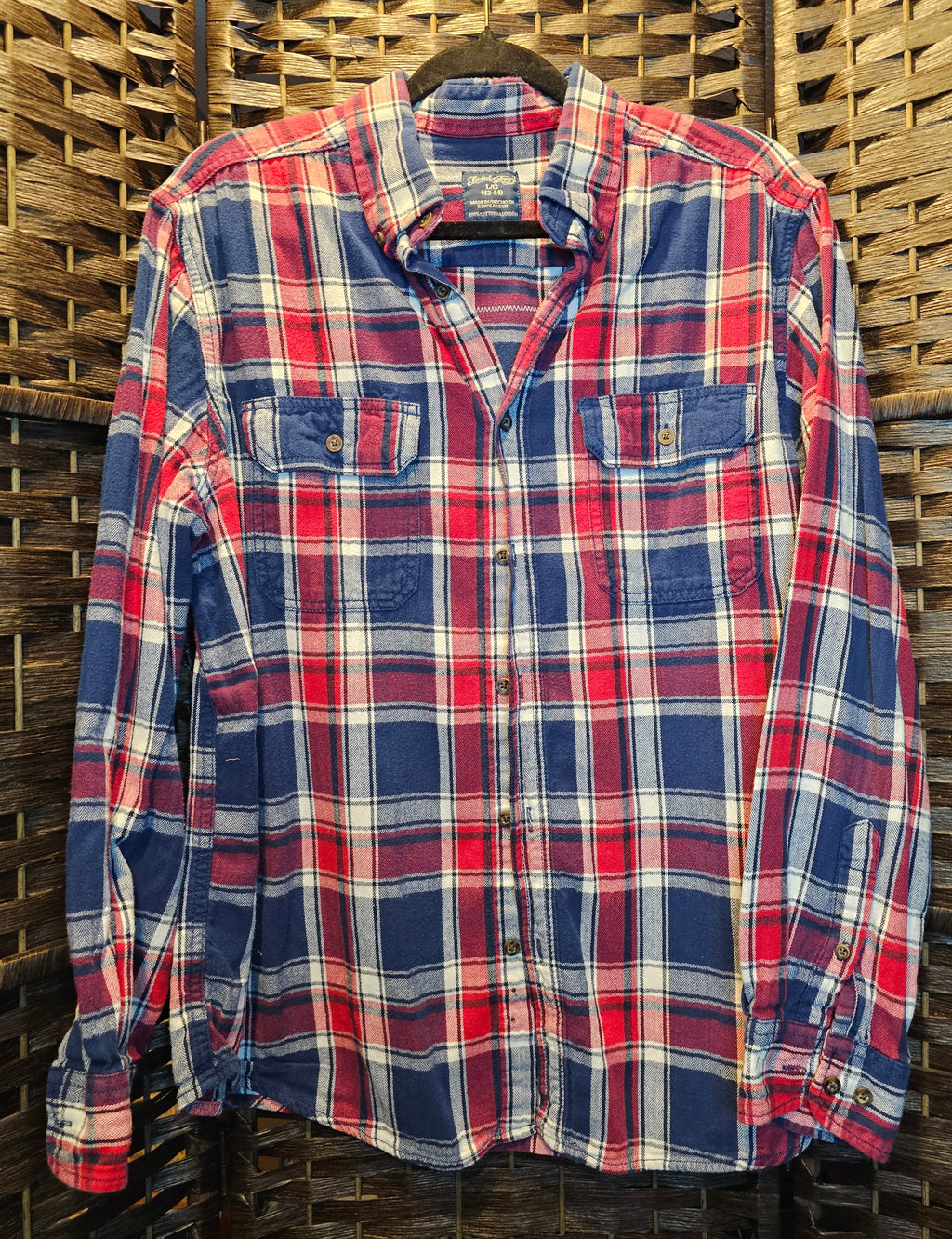 Upcycled Large Plaid Rolling Stones Shirt