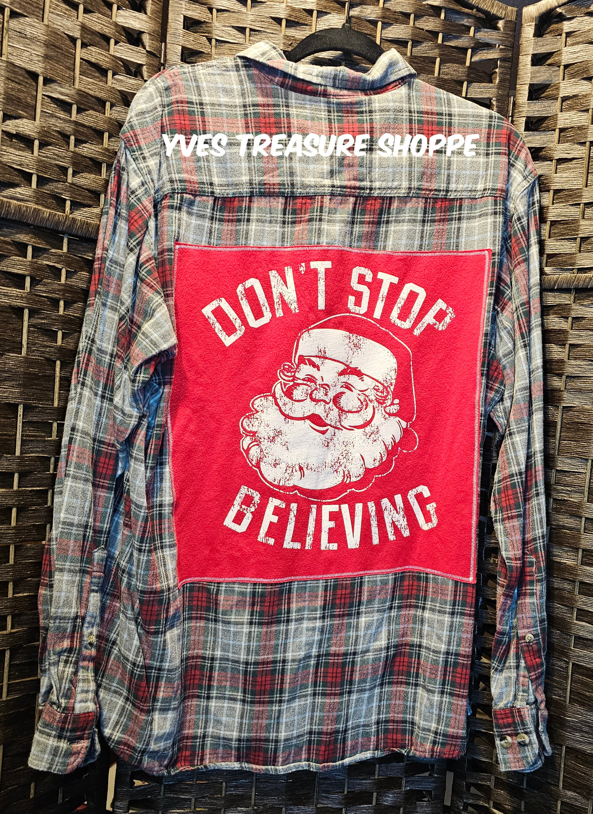 Upcycled Large Plaid Santa Shirt