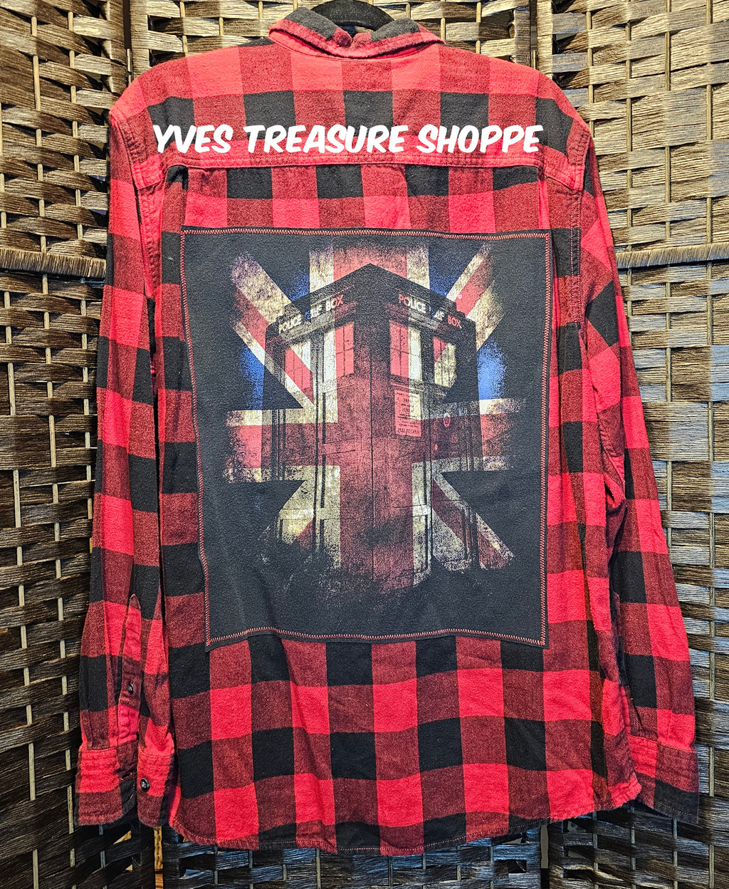 Upcycled Large Plaid Dr. Who Shirt