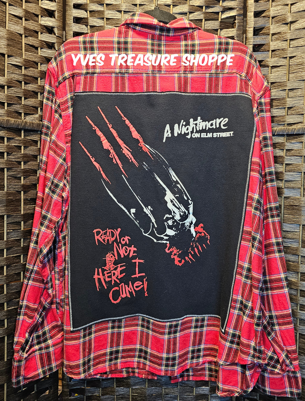 Upcycled XXLarge Plaid Nightmare on Elm Street Shirt