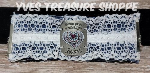Heart Denim Cuff Bracelet
