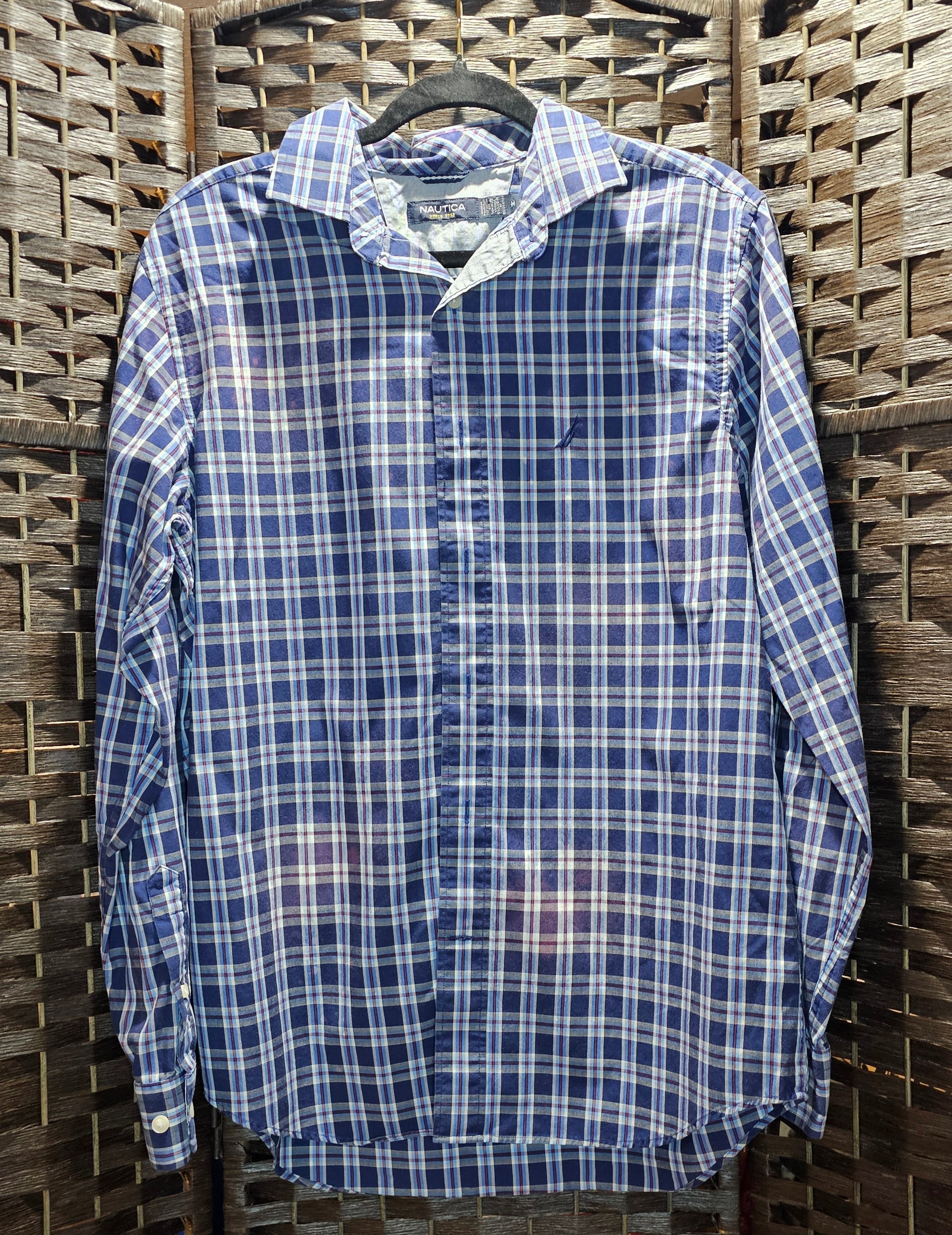 Anime Upcycled Medium Bleached Plaid Slayer Print Shirt