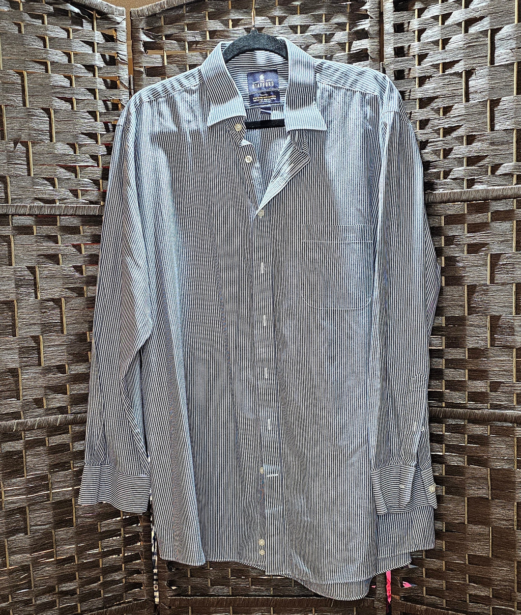 Upcycled Hedgehog Print Striped Shirt 17.5 (2xl)