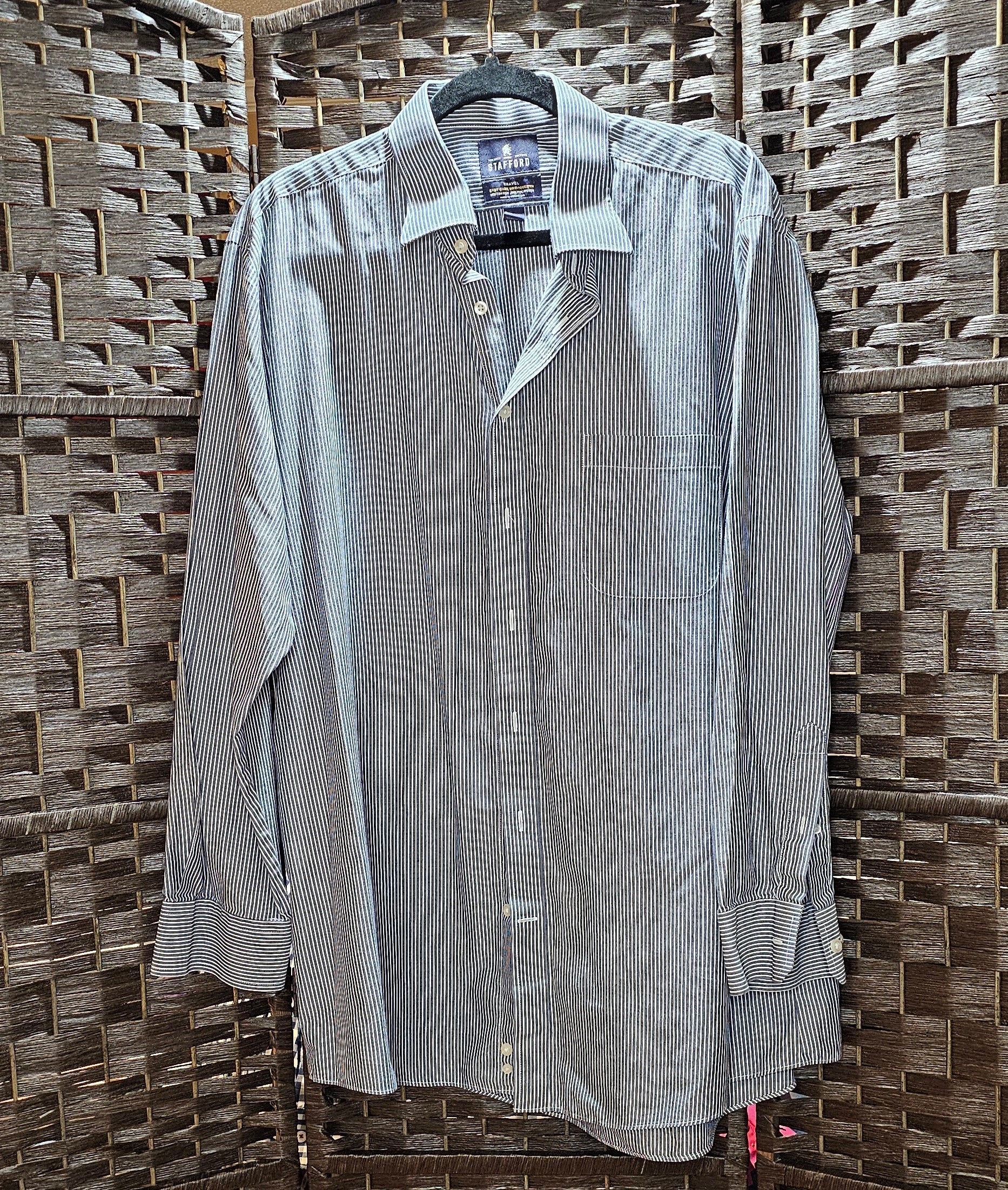 Upcycled Hedgehog Print Striped Shirt 17.5 (2xl)