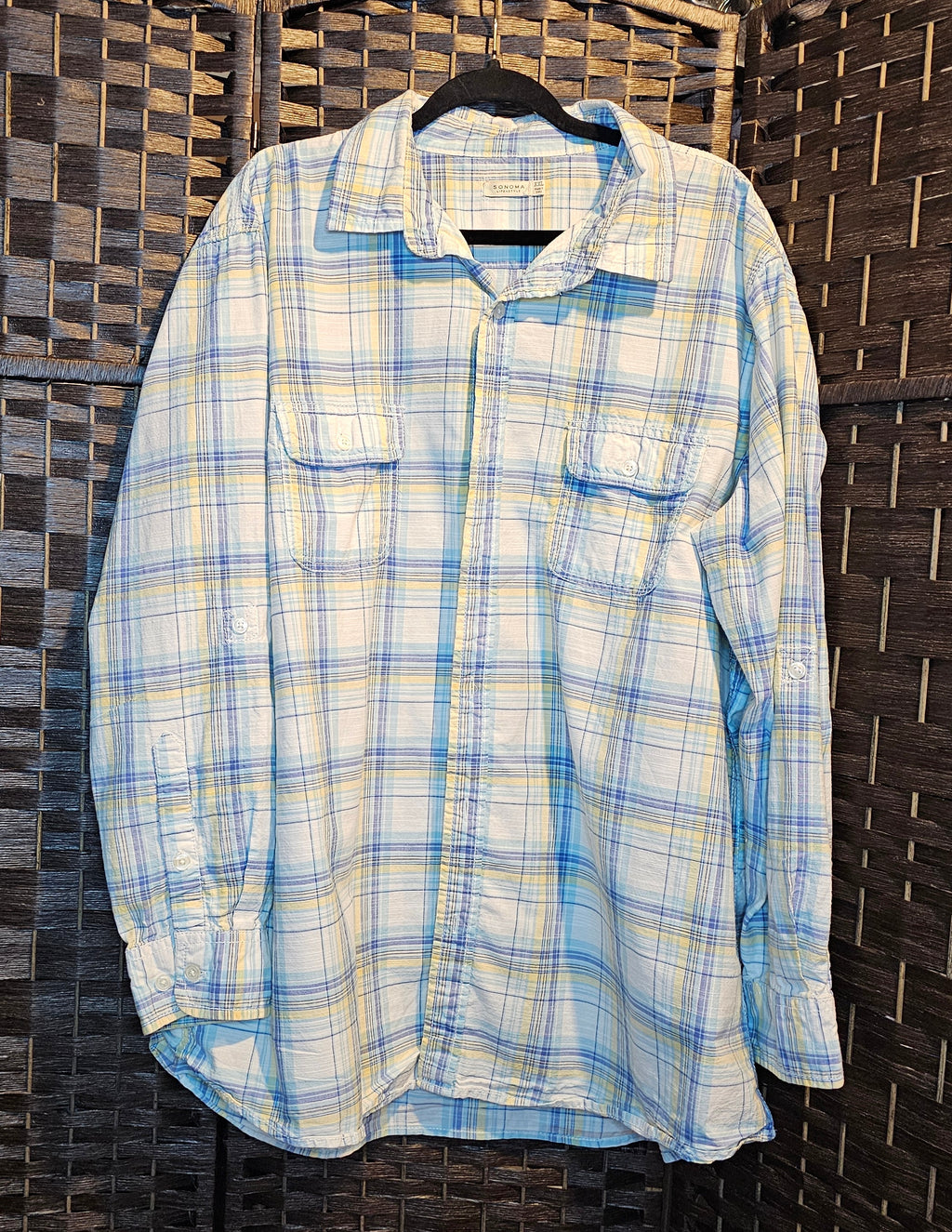 Upcycled XXL Plaid Anime Print Top