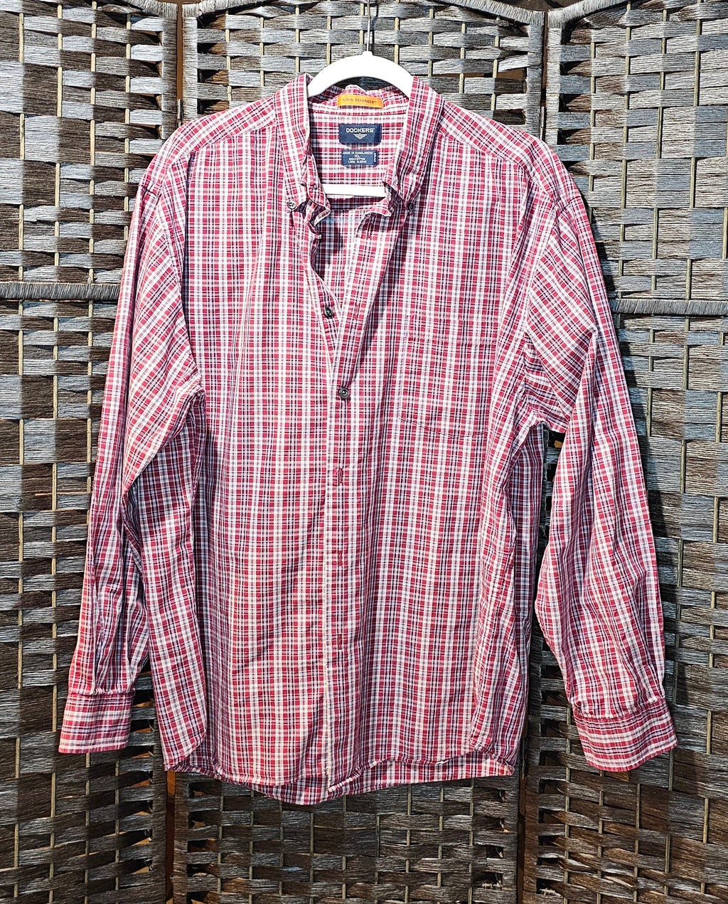 Thrifted Maroon Plaid Gamer Shirt XL