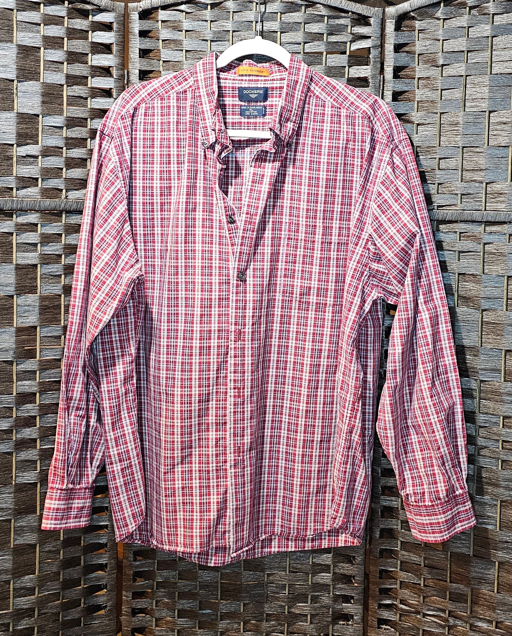 Thrifted Maroon Plaid Gamer Shirt XL