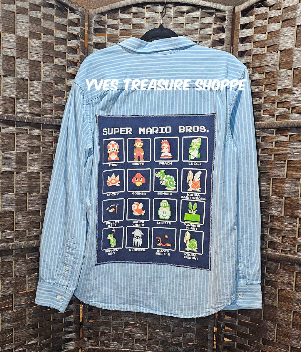 Refashioned Striped Plumber Brothers Video Game Large Top