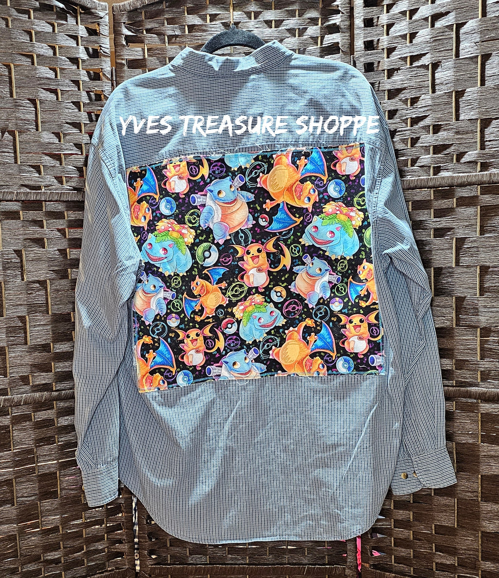 Gamer Print Upcycled Large Shirt