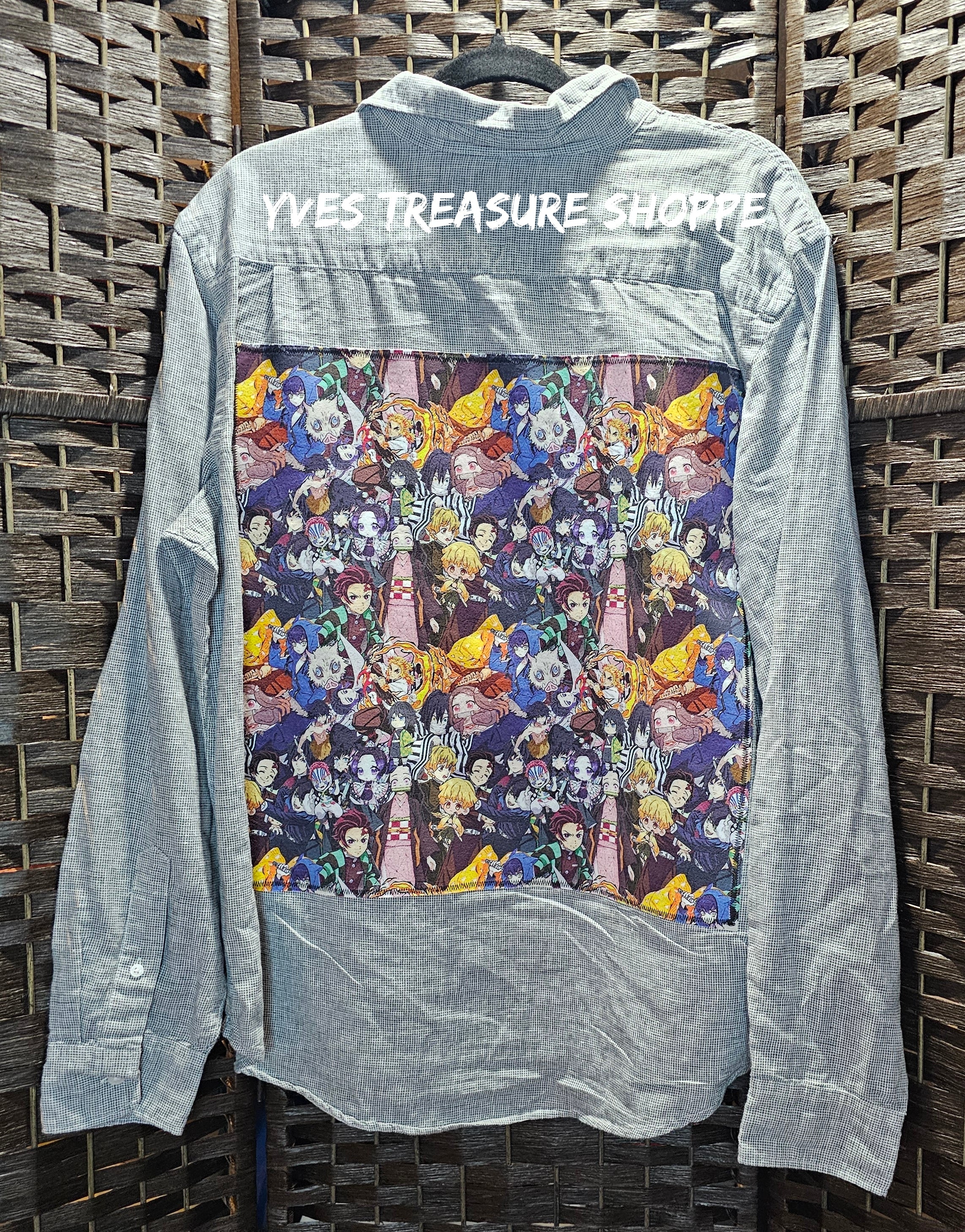 Anime Upcycled Large Slayer Print Shirt
