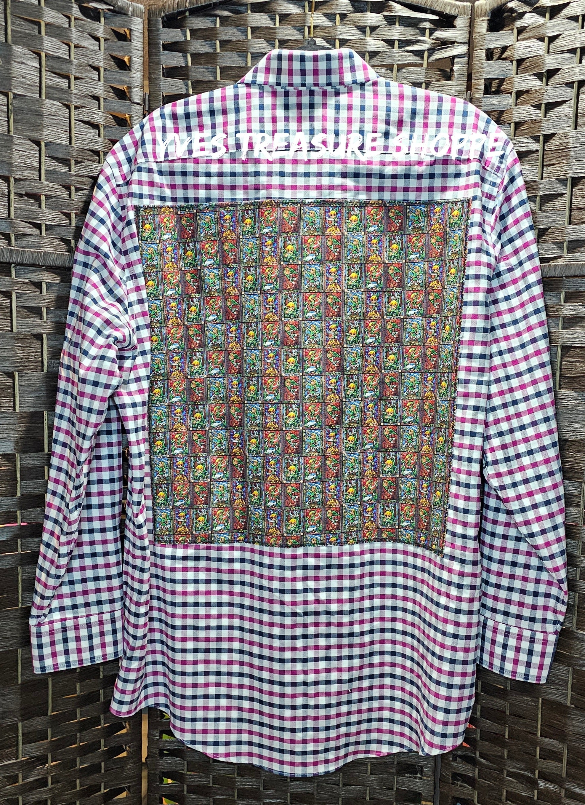 XLarge (17.5) Adventure Plaid Gamer Upcycled Shirt