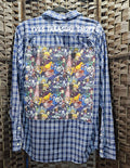 Anime Upcycled Medium Bleached Plaid Slayer Print Shirt