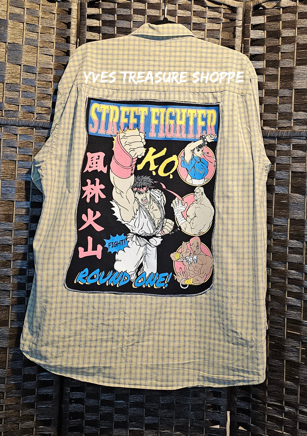 Upcycled Large Gamer Shirt with Tshirt Panel