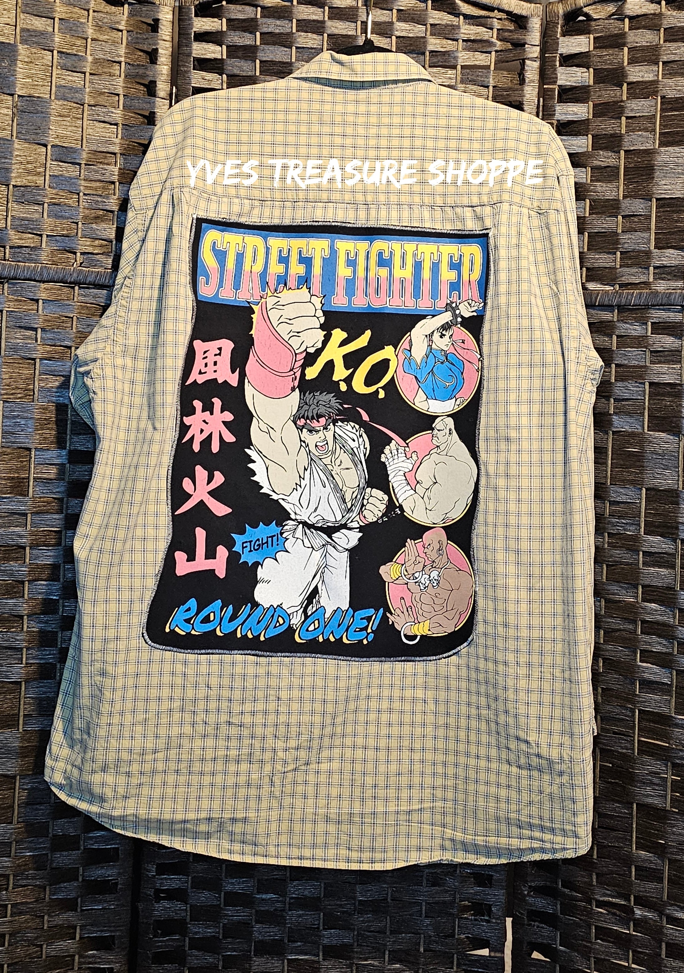 Upcycled Large Gamer Shirt with Tshirt Panel