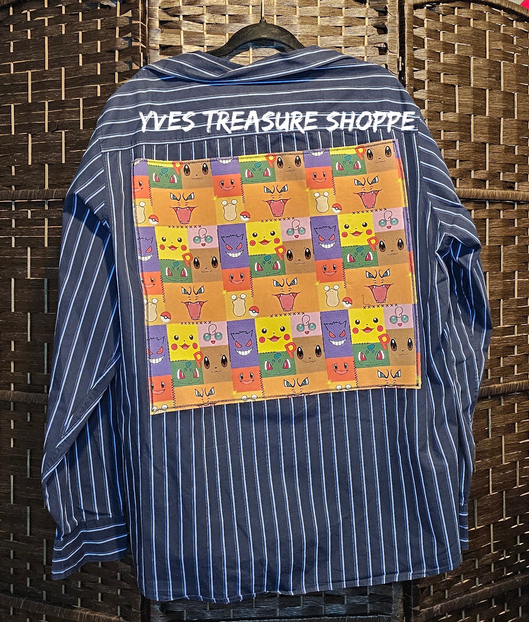 Striped Gamer Print XXL Upcycled Shirt