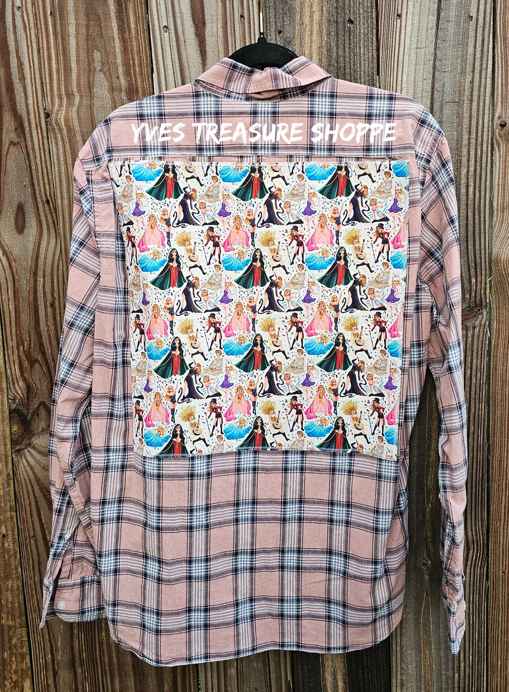 Plaid Pink Singer Upcycled Large Top