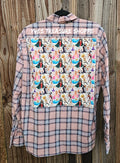 Plaid Pink Singer Upcycled Large Top