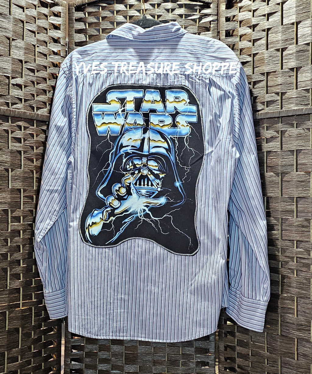 Striped Upcycled Movie Shirt Large