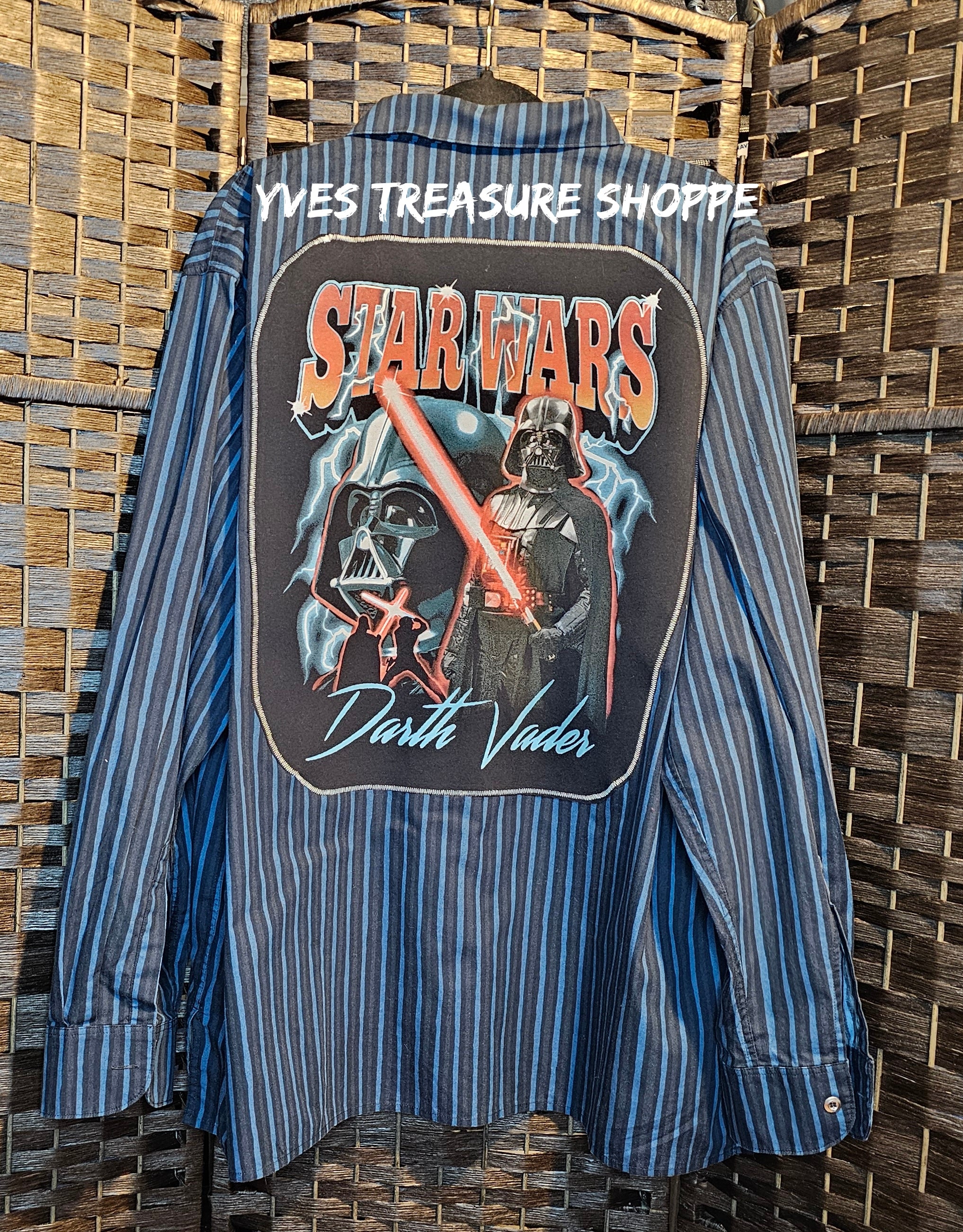 Upcycled 2XL Movie Print Striped Top