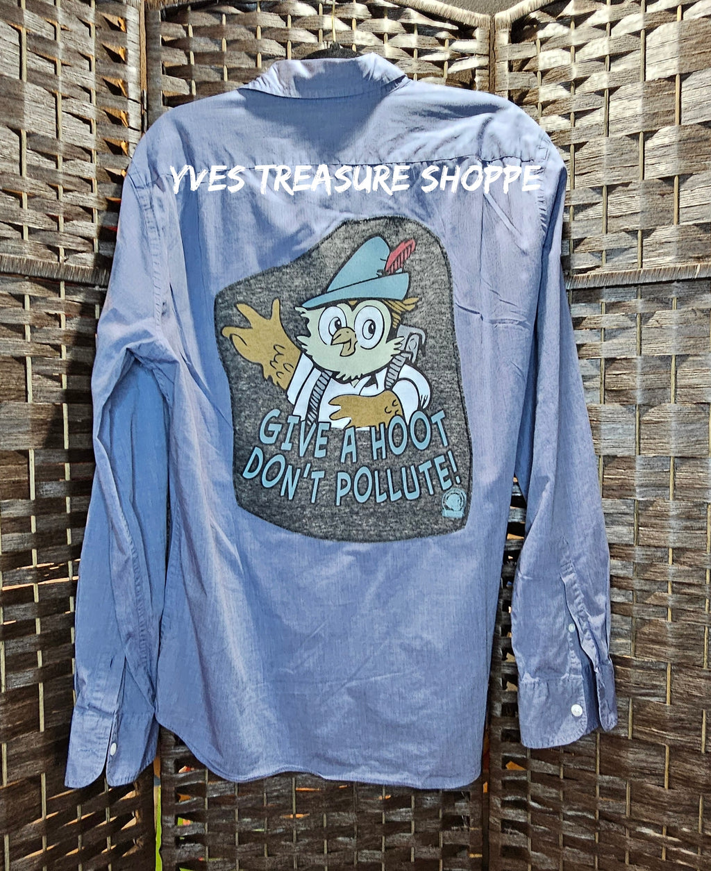 Large Owl Upcycled Shirt