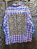 XLarge Pirate Anime Print 2 Plaid Upcycled Shirt