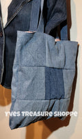 Reversible Denim and Roses Patchwork Tote